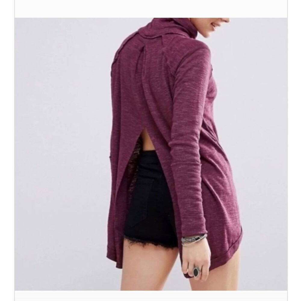 We the Free Split-Back Turtleneck Top Purple Size XS Indie Sleeze Boho Grunge